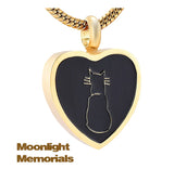 Cat Heart Kitty Pet Urn Cremation Pendant Ash Holder Memorial Necklace