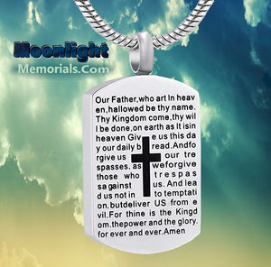 Lord's Prayer Jesus God Cremation Urn Keepsake Ashes Memorial Necklace