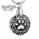 Eternity Paw Urn Cremation Pendant Ash Holder Memorial Necklace