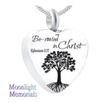 New Be Rooted in Christ Ephesians 3:17 Heart Cremation Urn Ashes Necklace