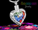 Flower Patch Heart Urn Cremation Necklace