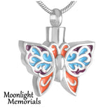 Butterfly Color Urn Cremation Pendant Ash Holder Memorial Necklace