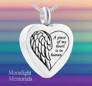 New A piece of my heart is in heaven Cremation Urn Ashes Necklace