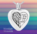 New A piece of my heart is in heaven Cremation Urn Ashes Necklace