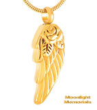 Rose Angel Wings Gold Cremation Urn Keepsake Ashes Memorial Necklace