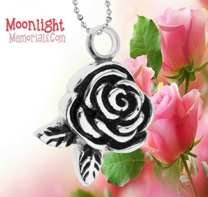 Rose Flower Cremation Urn Keepsake Ashes Memorial Necklace