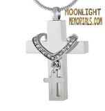 Cross Christian With Charm Urn Cremation Necklace