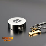 Paw Dog Bone Charm Urn Cremation Pendant Ash Holder Memorial Necklace