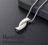 Elegant Crystal Stainless Steel Urn Cremation Necklace