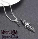 Skeleton Skull Angle Wing Urn Cremation Necklace