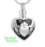 Irish Claddagh Heart Urn Cremation Pendant Ashes Holder Memorial Necklace