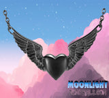 Heart with Angel Wings Urn Cremation Necklace