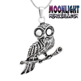 Owl Branch Crystal Eye Urn Cremation Necklace