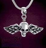 Skeleton Skull Angle Wing Urn Cremation Necklace