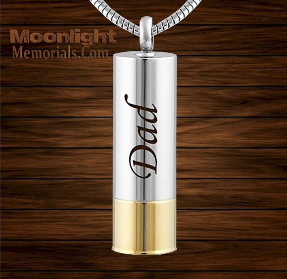 Dad Shotgun Shell  Cremation Urn Keepsake Ashes Memorial Necklace