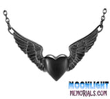 Heart with Angel Wings Urn Cremation Necklace