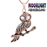 Owl Branch Crystal Eye Urn Cremation Necklace