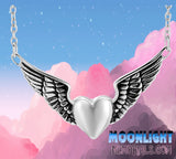 Heart with Angel Wings Urn Cremation Necklace