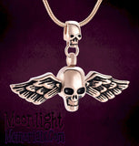 Skeleton Skull Angle Wing Urn Cremation Necklace