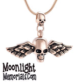 Skeleton Skull Angle Wing Urn Cremation Necklace