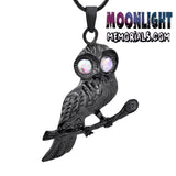 Owl Branch Crystal Eye Urn Cremation Necklace