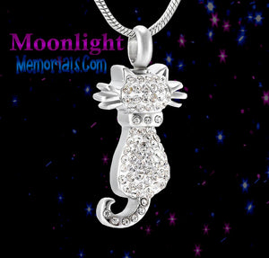 Cat Crystal Pet Urn Cremation Necklace