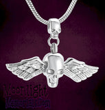 Skeleton Skull Angle Wing Urn Cremation Necklace