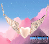 Heart with Angel Wings Urn Cremation Necklace