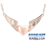 Heart with Angel Wings Urn Cremation Necklace