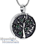 Tree Crystal Green Urn Cremation Pendant Ashes Holder Memorial Necklace