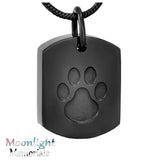 Dog Tag With Paw Print  Urn Cremation Pendant Ash Holder Memorial Necklace