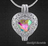 Birthstones Crystal Locket Cremation Urn Ashes Holder Memorial Necklace