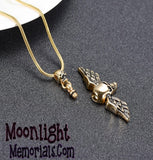 Skeleton Skull Angle Wing Urn Cremation Necklace