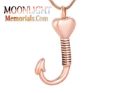 Fish Hook Heart Urn Cremation Necklace