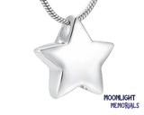 Star Curve Cremation Urn Keepsake Ashes Memorial Necklace