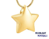 Star Curve Cremation Urn Keepsake Ashes Memorial Necklace