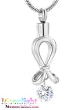 Ribbon Crystal Urn Cremation Necklace