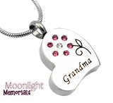 Grandma Heart Embossed Cremation Urn Keepsake Ashes Memorial Necklace