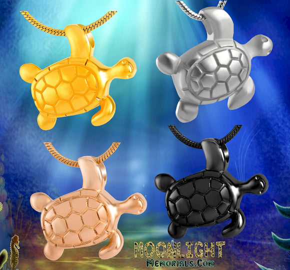 Sea Turtle Pet Crystal Urn Cremation Necklace