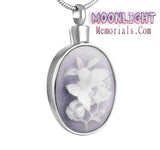 Embossed Butterfly Flower Cremation Urn Keepsake Ashes Memorial Necklace