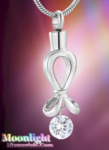 Ribbon Crystal Urn Cremation Necklace