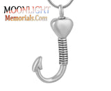 Fish Hook Heart Urn Cremation Necklace