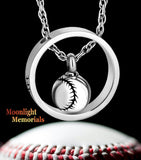 Baseball Always in my heart Cremation Urn Necklace