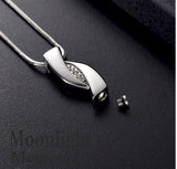 Elegant Crystal Stainless Steel Urn Cremation Necklace