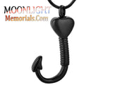 Fish Hook Heart Urn Cremation Necklace