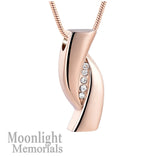 Elegant Crystal Stainless Steel Urn Cremation Necklace