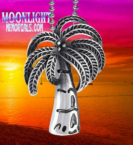 Palm Tree Urn Cremation Pendant Ashes Holder Memorial Necklace