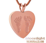 Foot Print On your Heart Urn Cremation Necklace