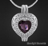 Birthstones Crystal Locket Cremation Urn Ashes Holder Memorial Necklace