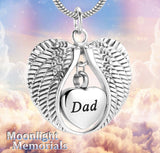 Angel Wings Heart Family Cremation Urn Ashes Holder Memorial Necklace